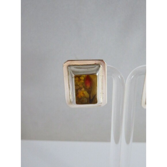 Vintage Pressed Flower Earring Set Talleres Lagunas LTT Sterling Silver - Picture 6 of 13